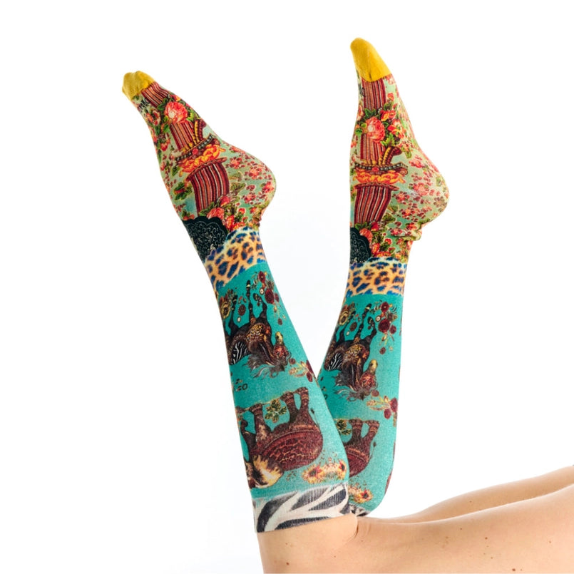 patterned bamboo knee high socks by Dub & Drino