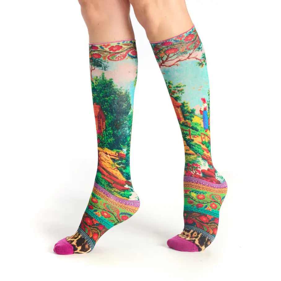 patterned bamboo knee high socks by Dub & Drino
