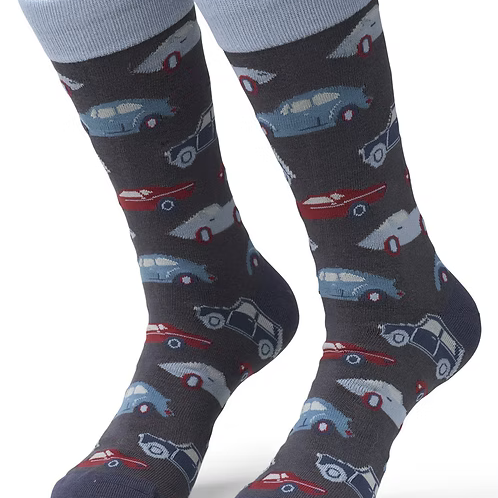Pair of socks with car pattern