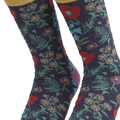 Pair of socks with floral pattern