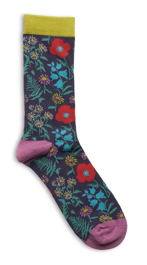 Bamboo colourful floral-patterned sock