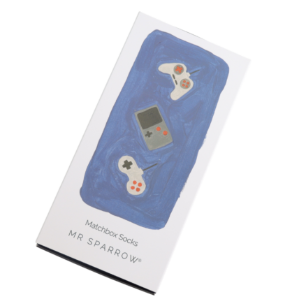 gaming theme bamboo socks in a matchbox style gift box