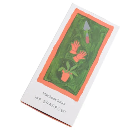 bamboo sock gift box with garden tools theme