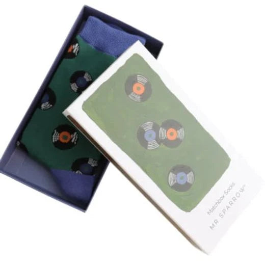 Vinyl record bamboo matchbox gift box socks