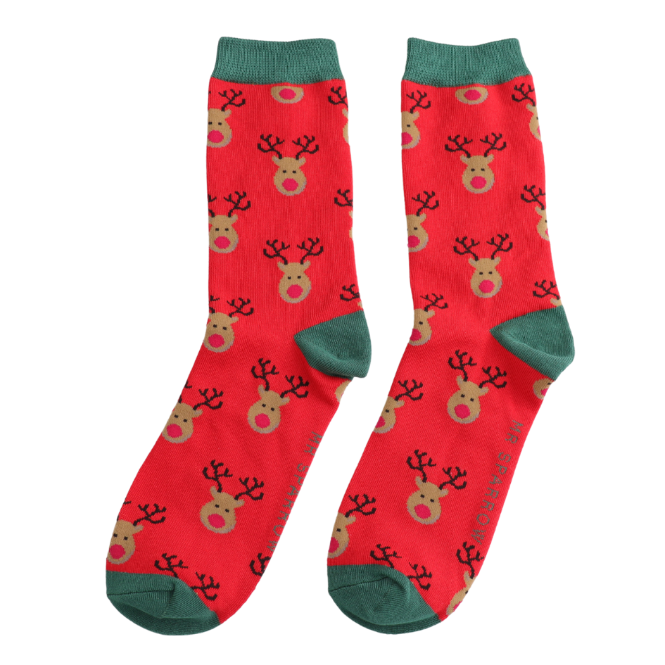 Reindeer Bamboo Matchbox Socks by Mr Sparrow