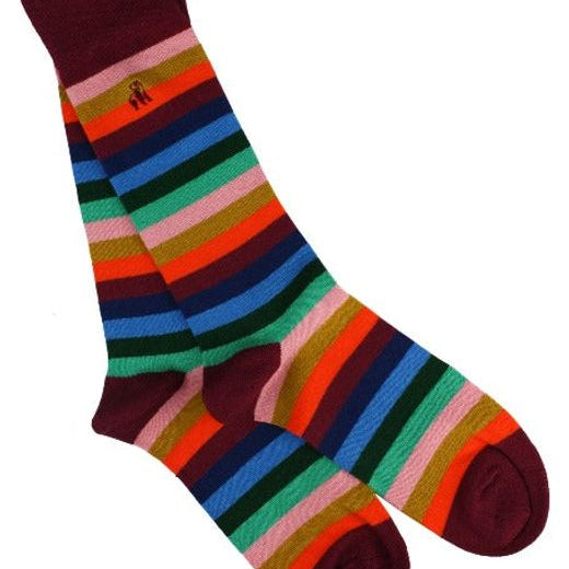 multi colour striped bamboo socks by Swole Panda