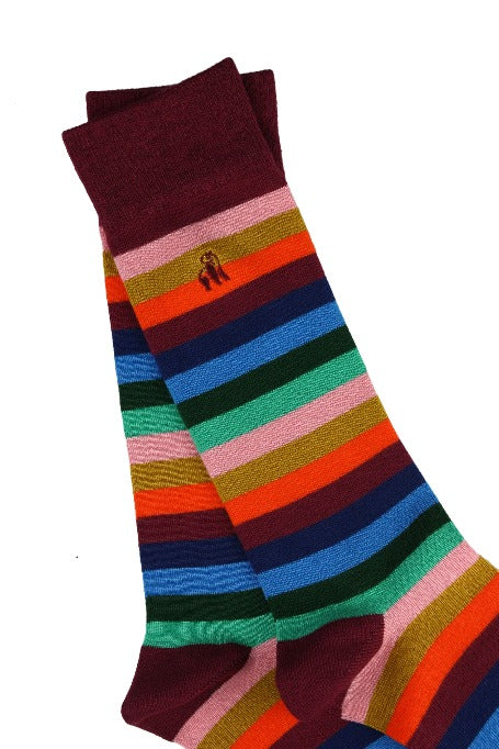 multi colour striped bamboo socks by Swole Panda