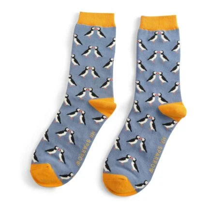 bamboo socks with a puffin theme by Mr Sparrow