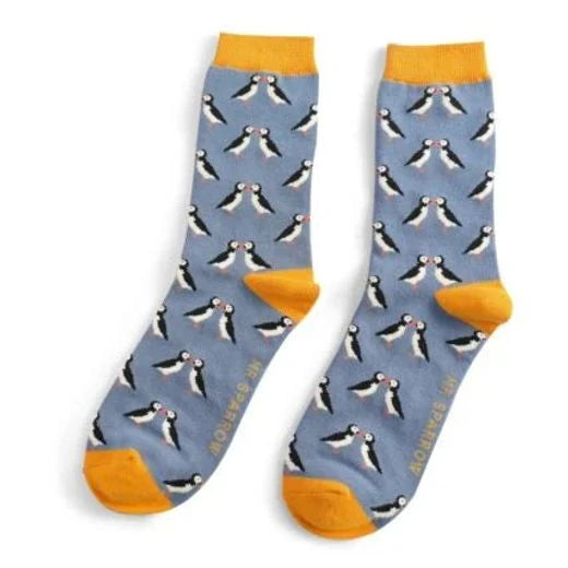 bamboo socks with a puffin theme by Mr Sparrow