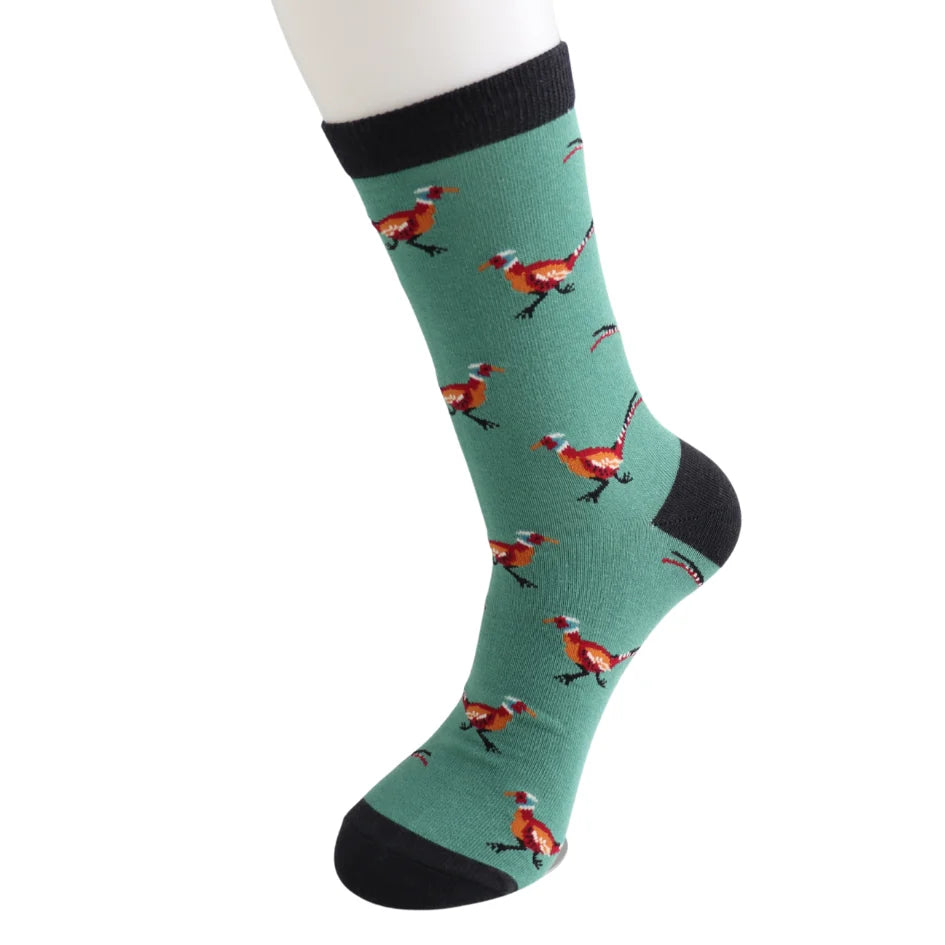 bamboo socks with a pheasant theme by Mr Sparrow