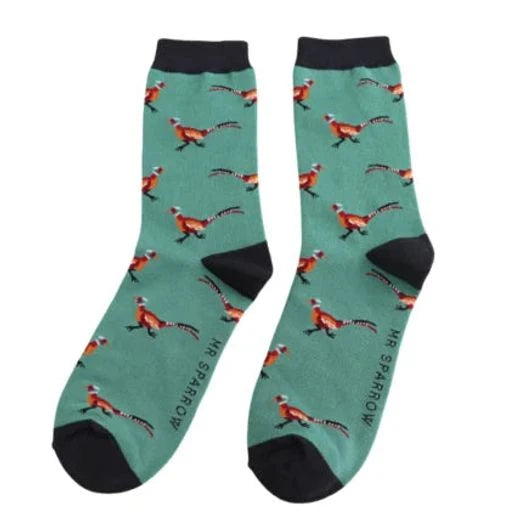 bamboo socks with a pheasant theme by Mr Sparrow