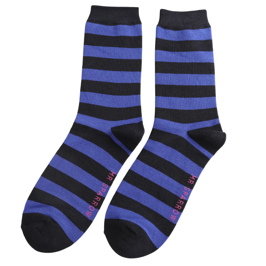 Navy and black striped bamboo socks y Mr Sparrow