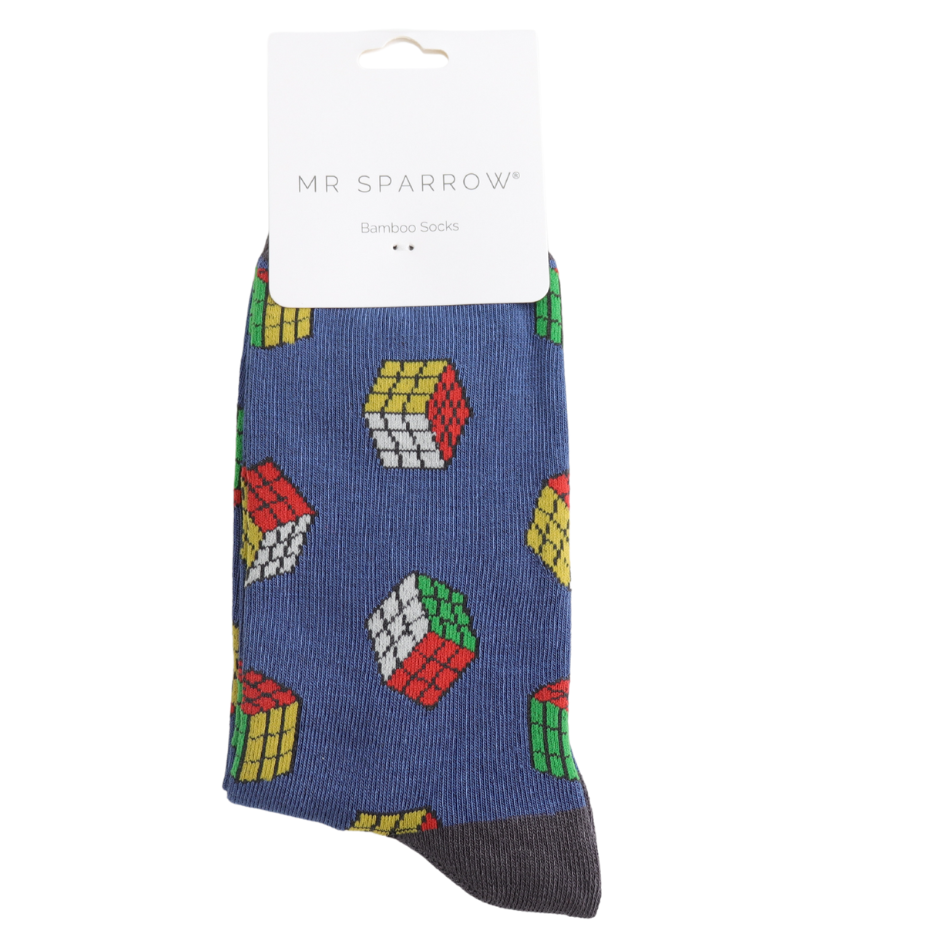 Bamboo socks with Rubik's Cube pattern by Mr Sparrow