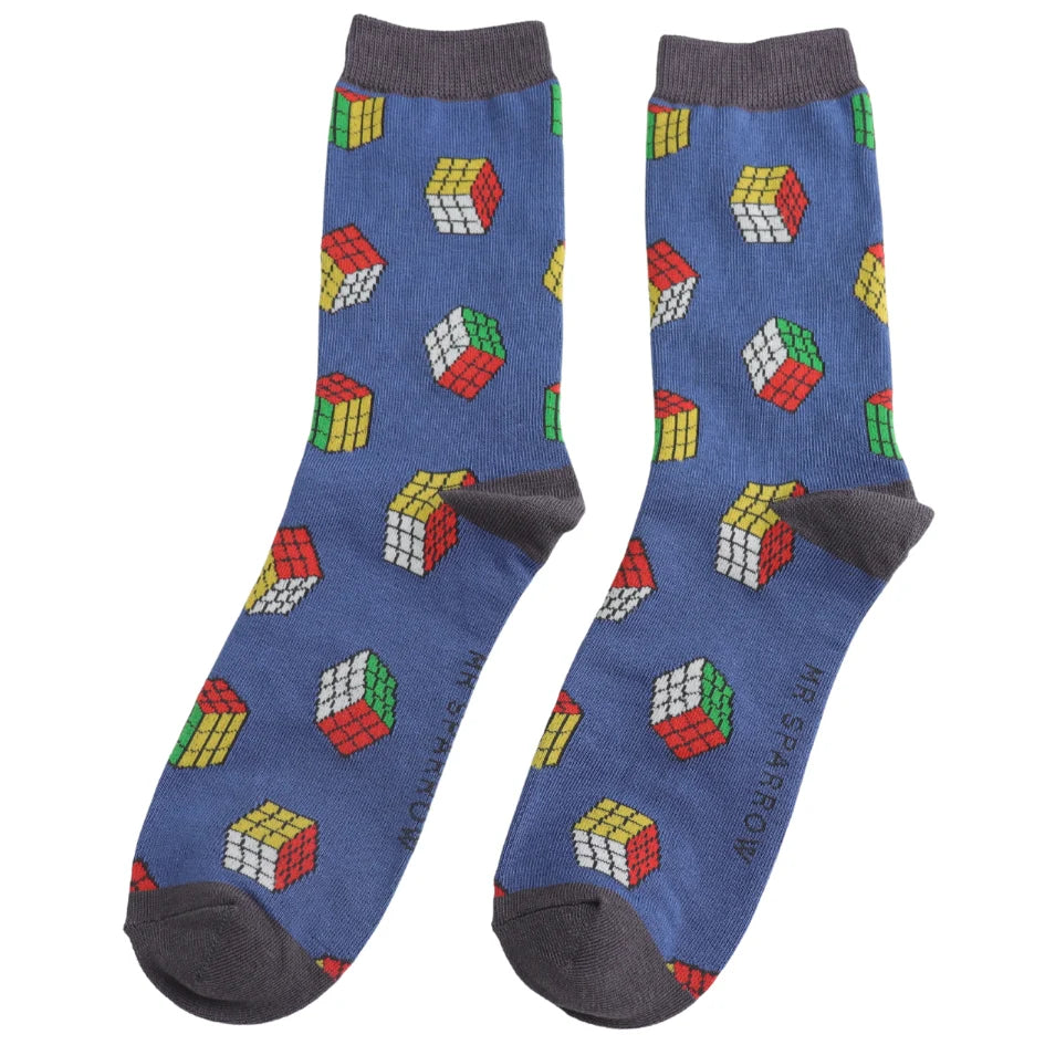 Bamboo socks with Rubik's Cube pattern by Mr Sparrow