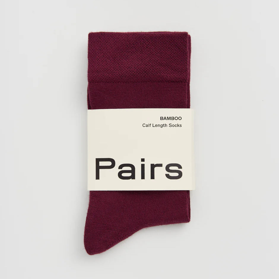 burgundy bamboo socks by Pairs Scotland