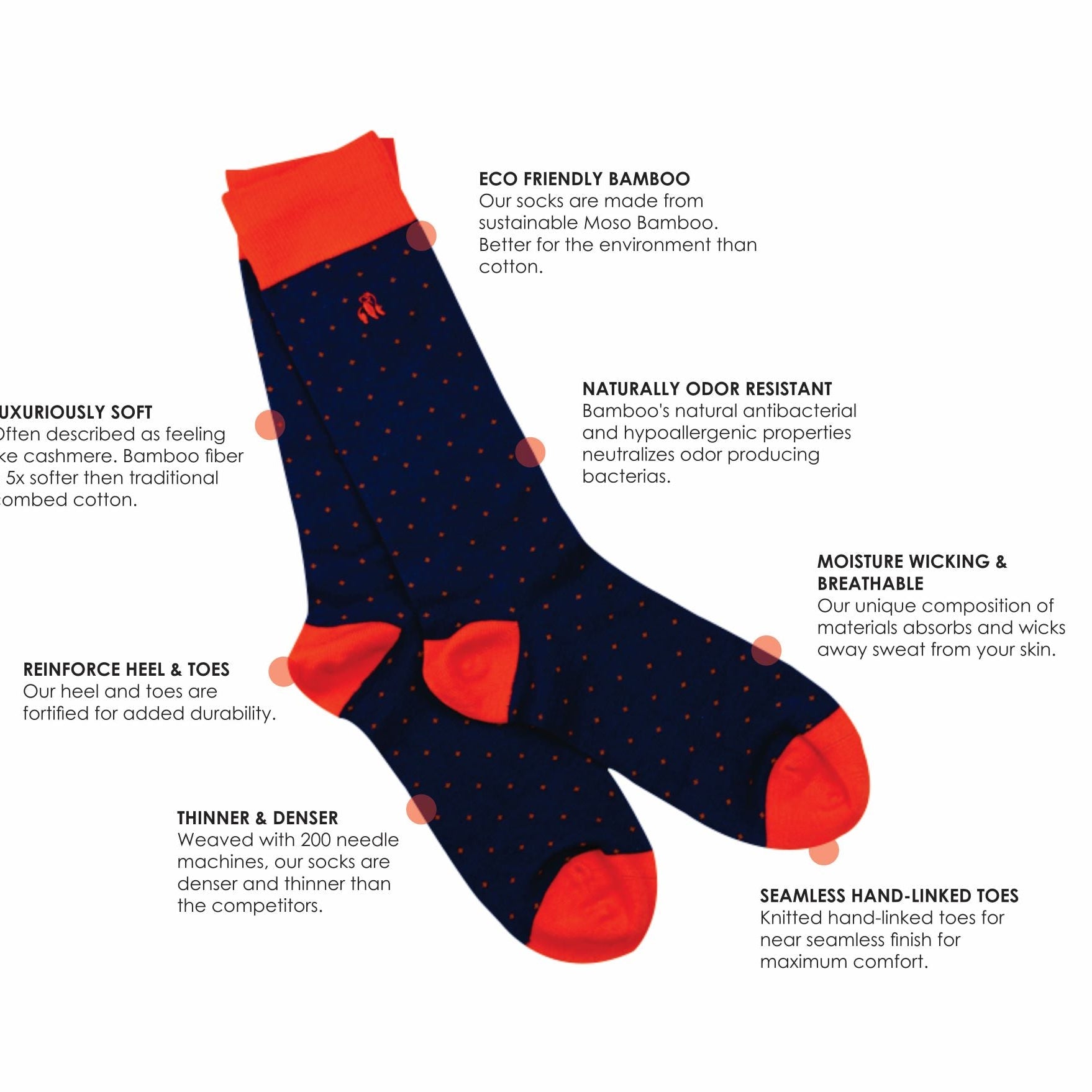 Plain Ribbed Bamboo Socks in Navy by Swole Panda-bamboofeet