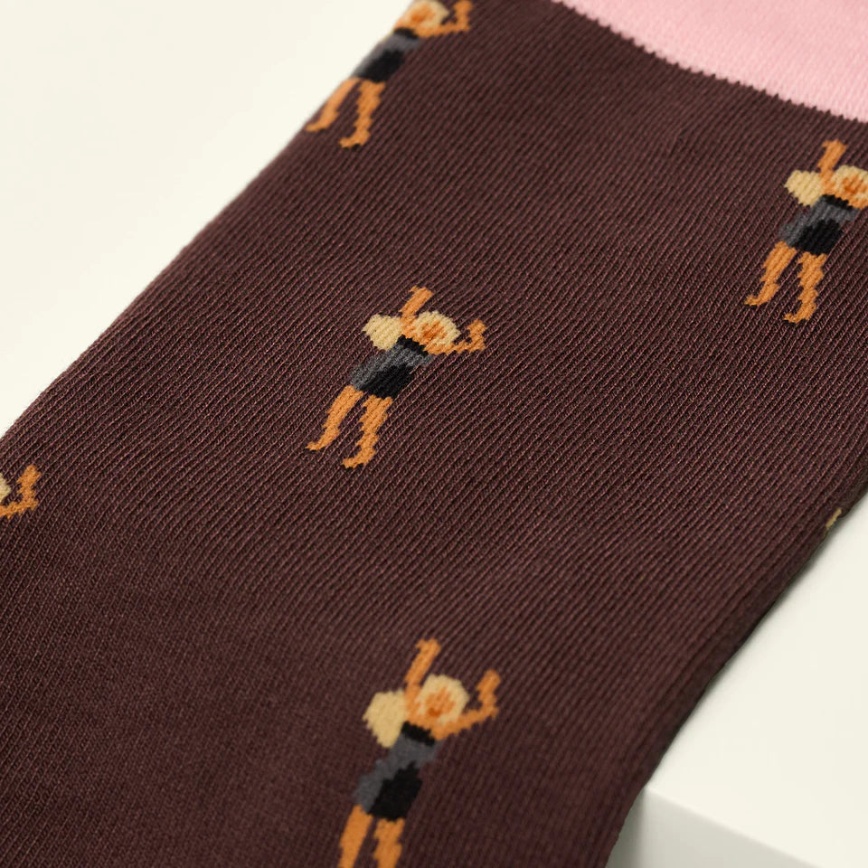 bamboo socks with a dancing woman print by Kosi