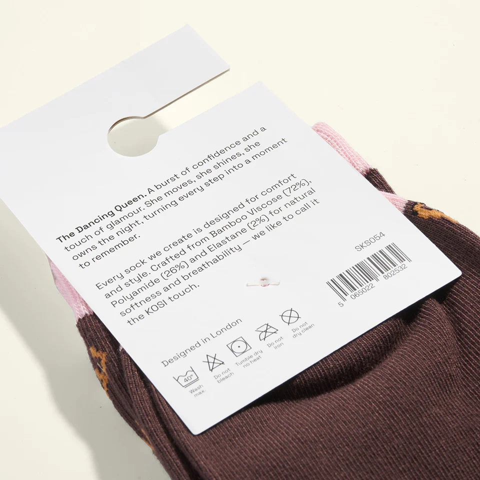 bamboo socks with a dancing woman print by Kosi