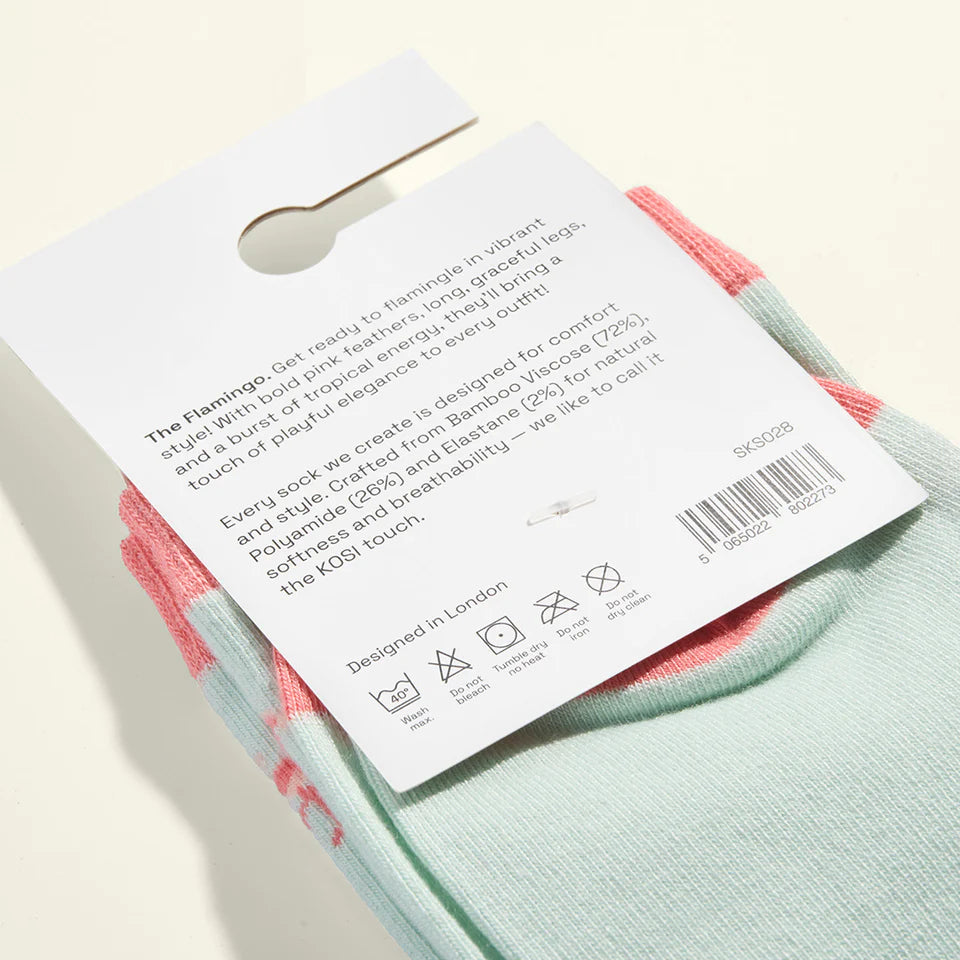 bamboo socks with a flamingo print by Kosi