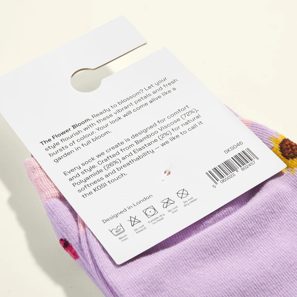 bamboo socks with a flower print by Kosi