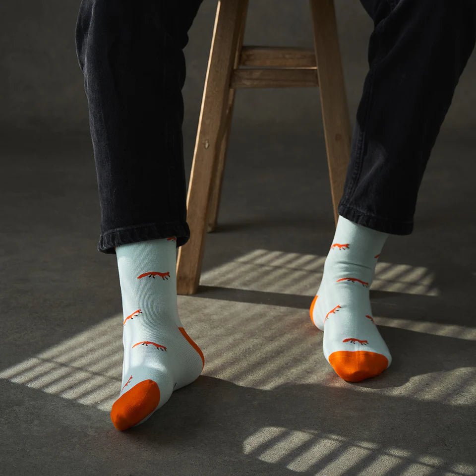 bamboo socks with a fox print by Kosi