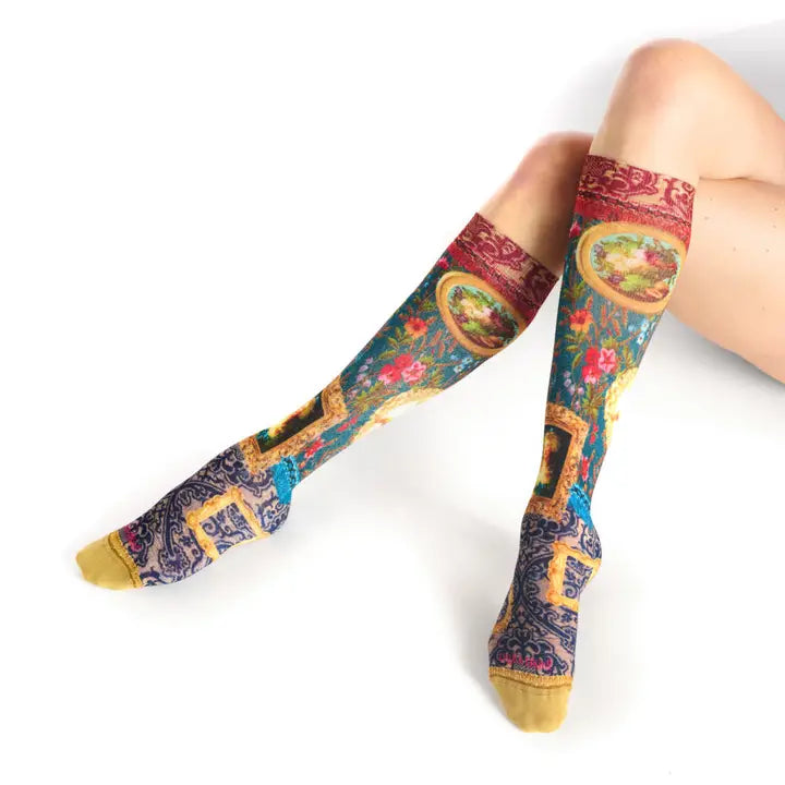 patterned bamboo knee high socks by Dub & Drino