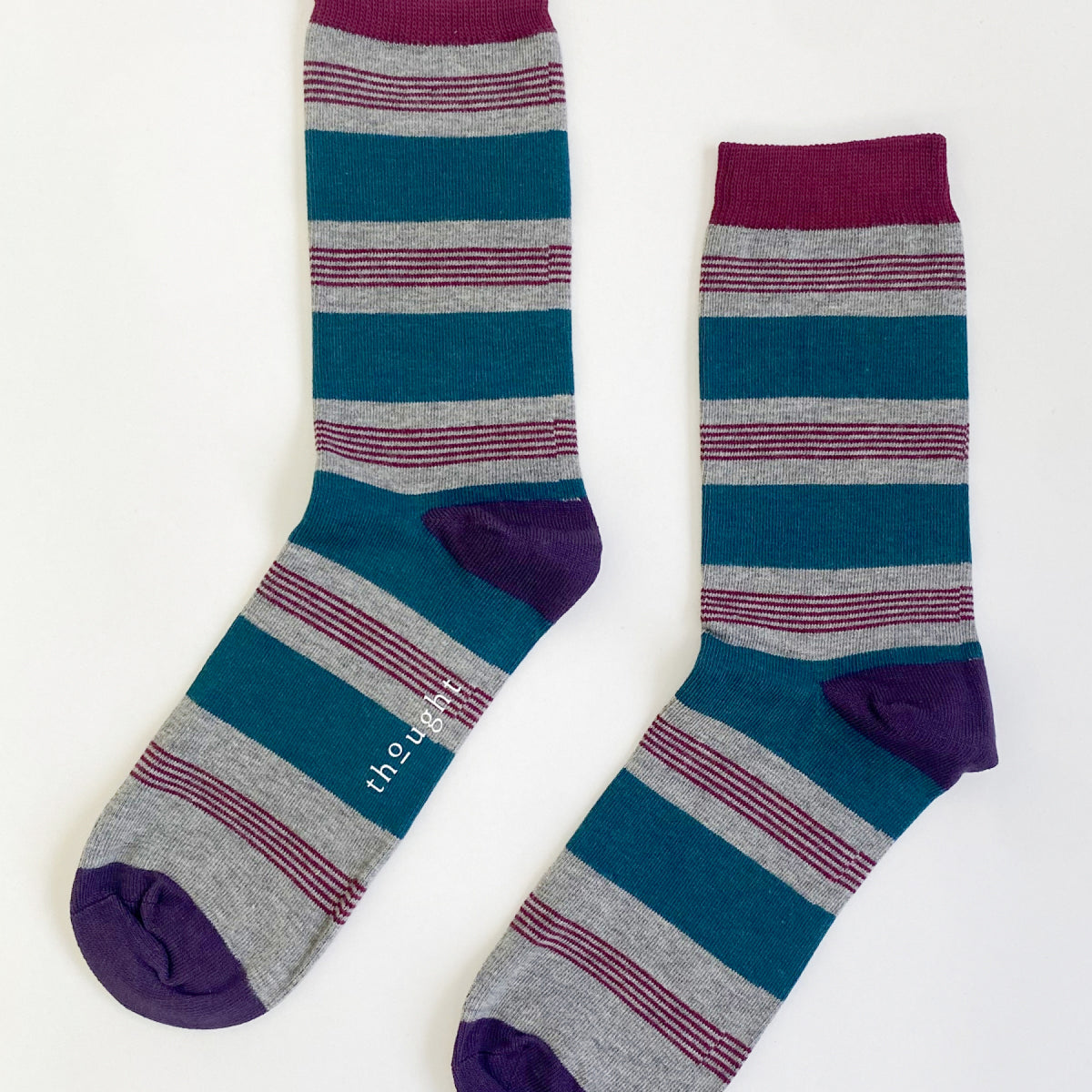 Stripe Bamboo Socks in Grey by Thought