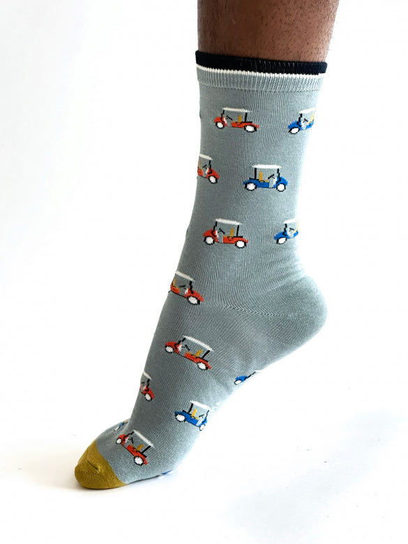 bamboo socks with golf kart print by Thought