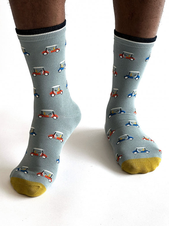 bamboo socks with golf kart print by Thought