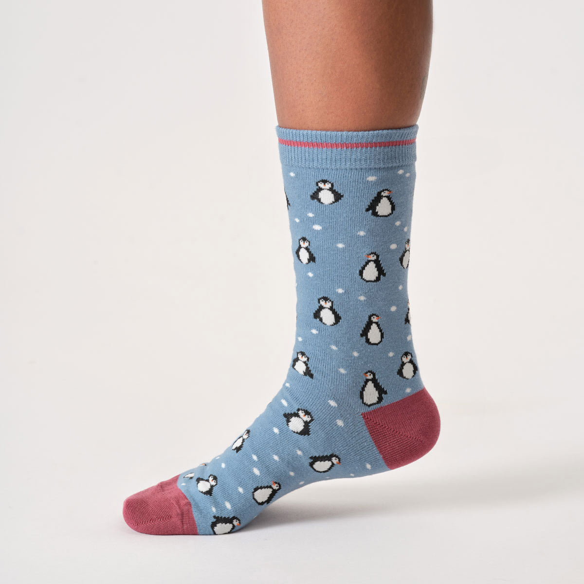 Snowy Penguin Bamboo Socks in Stone Blue by Thought