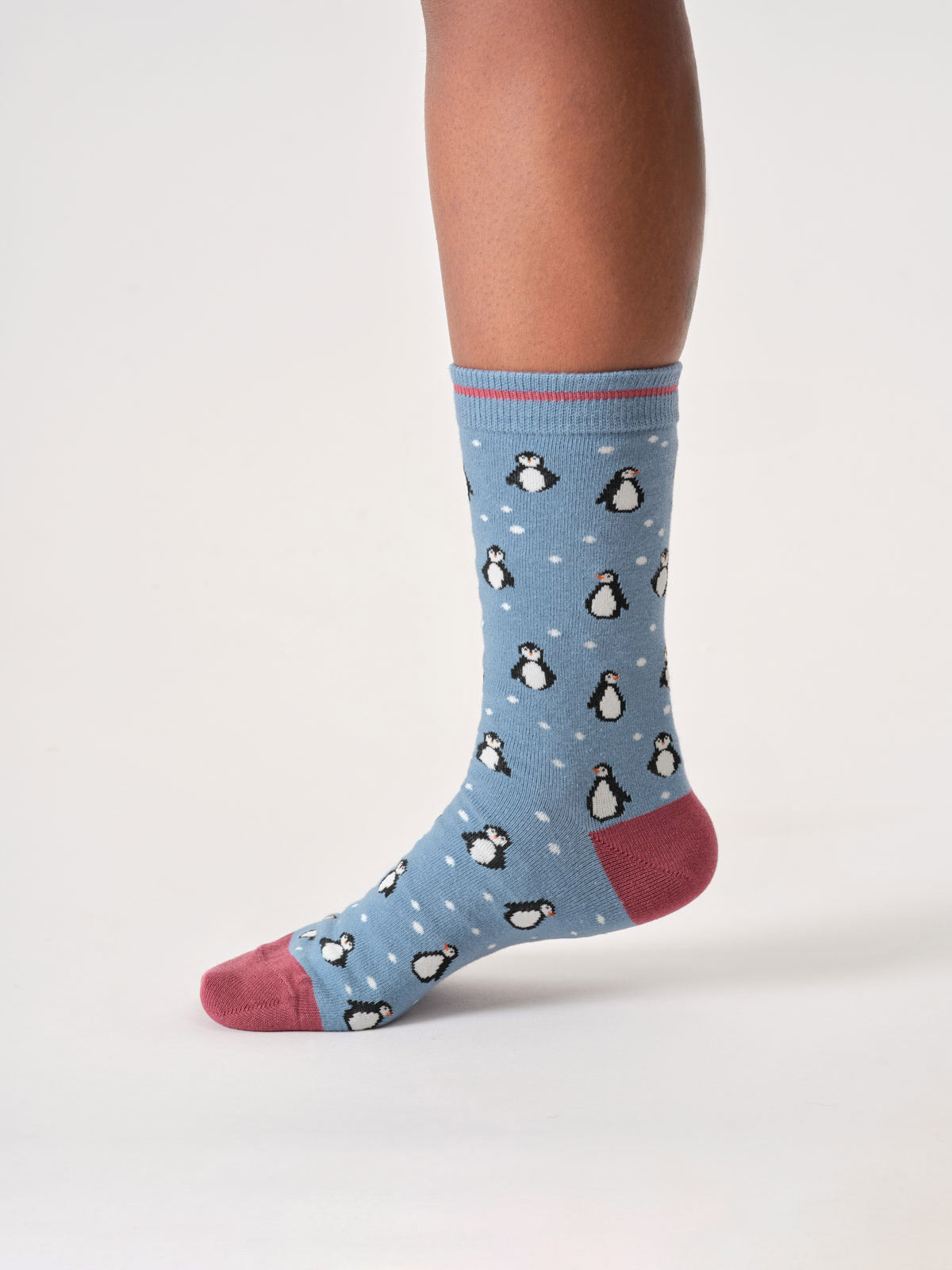 Snowy Penguin Bamboo Socks in Stone Blue by Thought