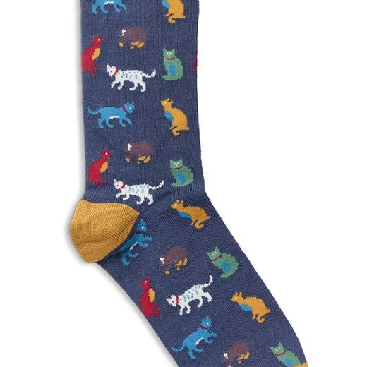 Colourful bamboo socks with cat pattern