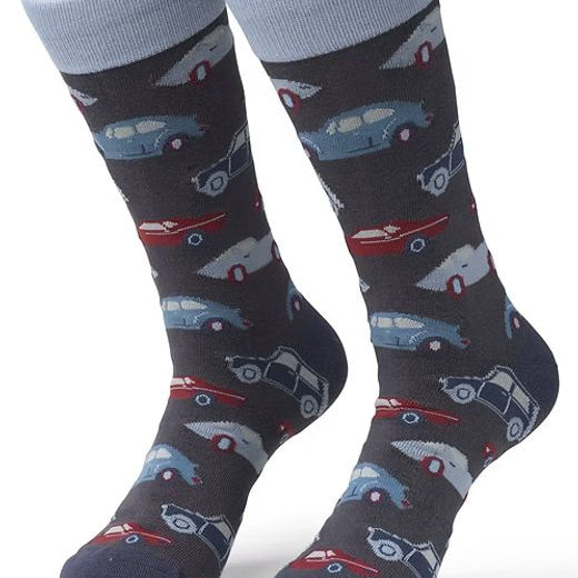 Pair of socks with car pattern