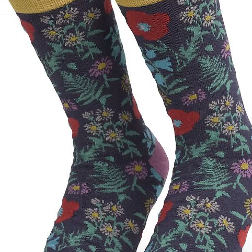 Pair of socks with floral pattern