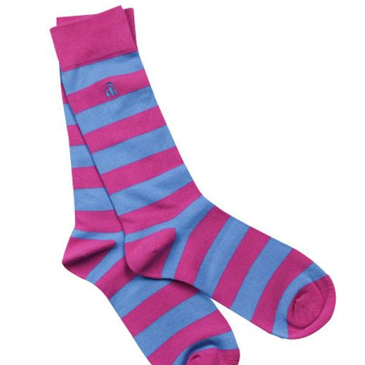 blue and pink mens bamboo socks by Swole Panda