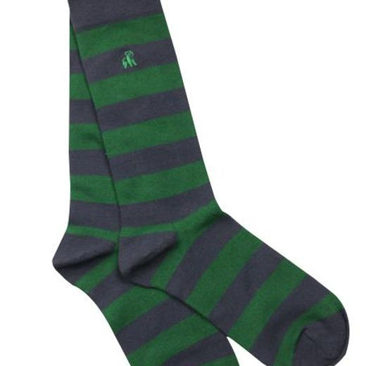 green and navy soft top bamboo socks