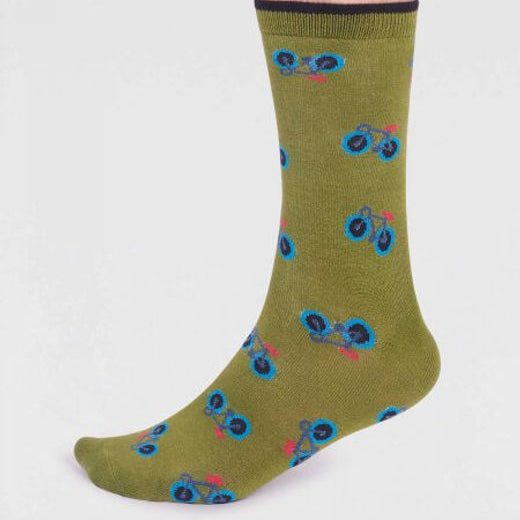 Teri Bamboo Bike Socks in Lichen Green by Thought