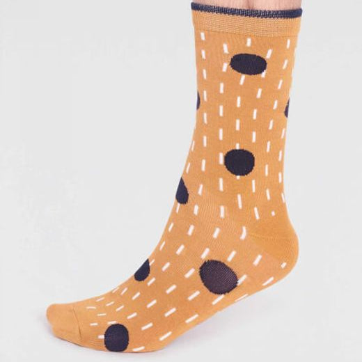 Leroy Bamboo Spot Socks in Mustard Yellow by Thought