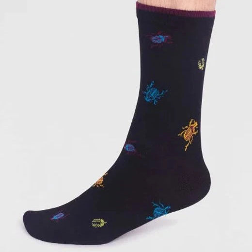 Brody Bamboo Bug Socks in Black by Thought
