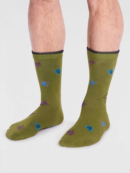 Navy socks with rose pattern