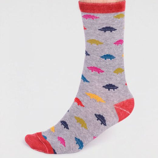 Salas Organic Cotton Rocket Socks in Grey Marle by Thought