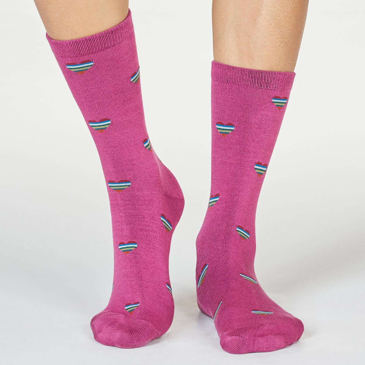 Pink heart socks by Thought