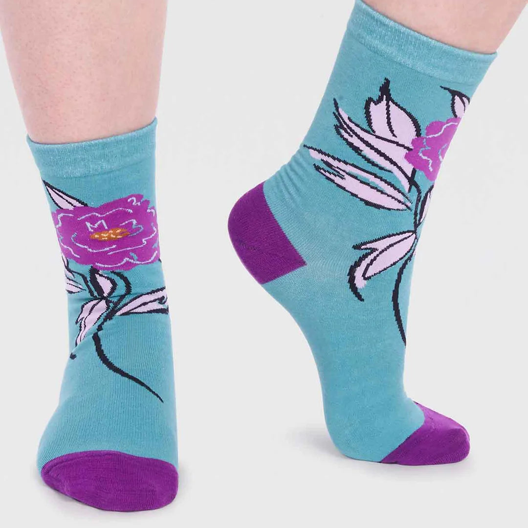 Floral print organic cotton socks