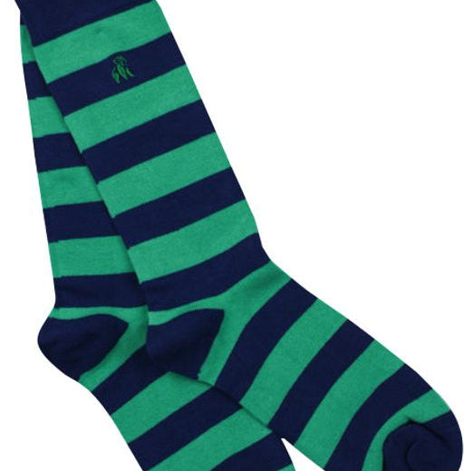 green and navy bamboo socks by Swole Panda