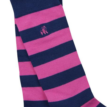 pink and navy stripe bamboo socks by Swole Panda