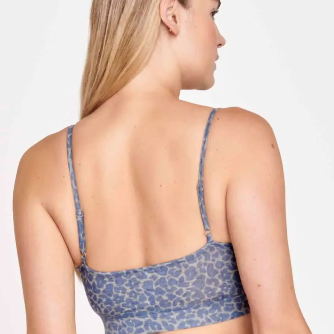 Esmeray Women's Bamboo Printed Bralet in Periwinkle Blue by Thought - 2