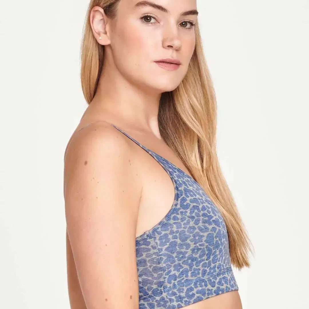 Esmeray Women's Bamboo Printed Bralet in Periwinkle Blue by Thought - 3