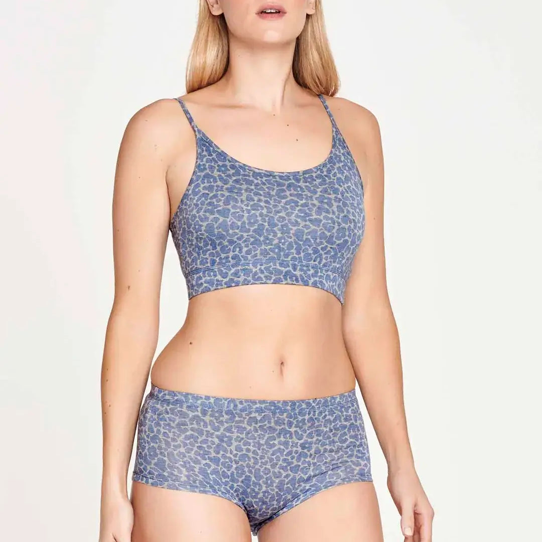 Esmeray Women's Bamboo Printed Bralet in Periwinkle Blue by Thought - 4