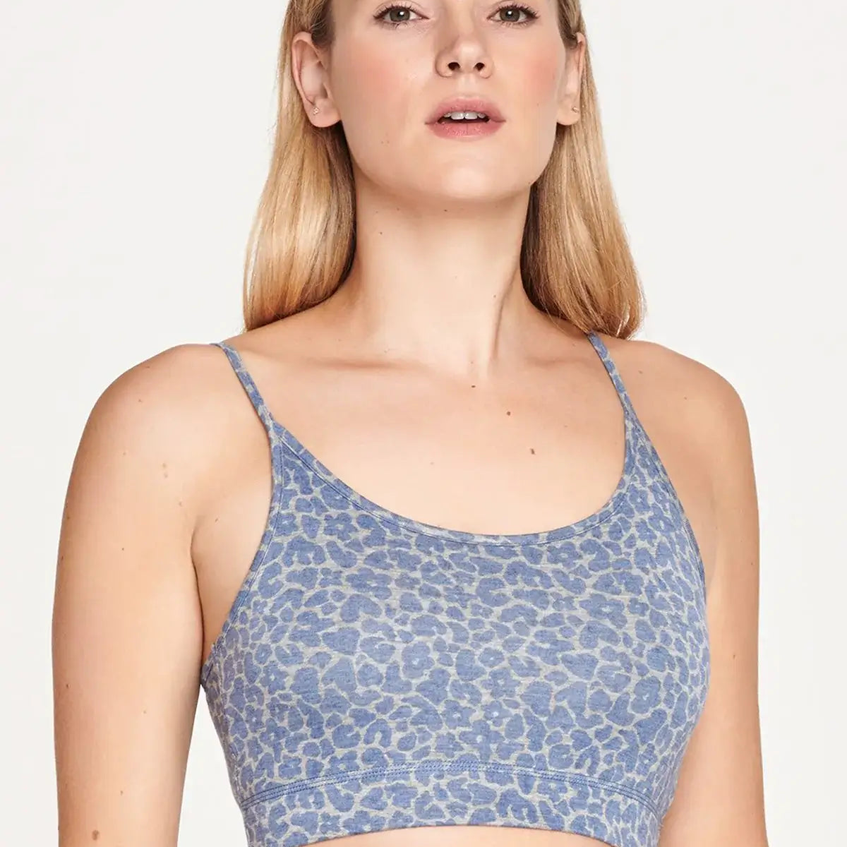 Esmeray Women's Bamboo Printed Bralet in Periwinkle Blue by Thought