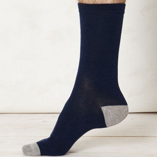Solid Jack Plain Bamboo Socks in Navy by Thought Clothing-bamboofeet